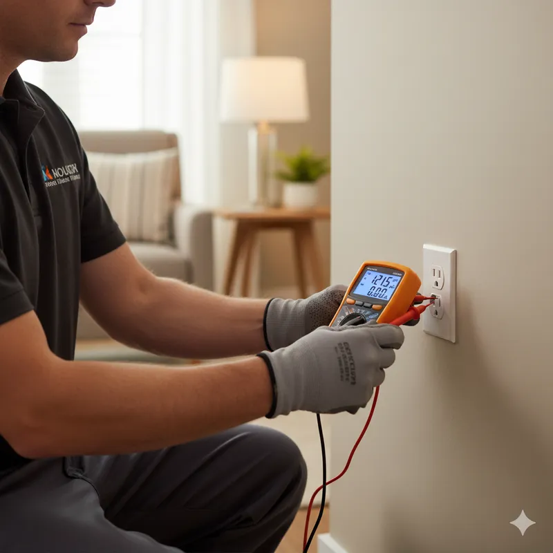 Eletricista a testar ligações